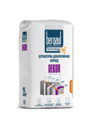 Штукатурка фасадная Bergauf DEKOR, короед, белоснежный, фр. 2,5 мм вес 25 кг