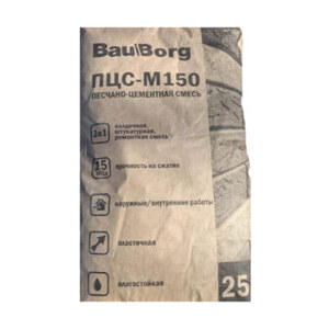 Песчанно-цементная смесь ПЦС BauBorg М-150 зима, 25кг