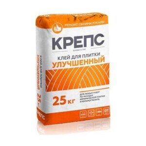 Клей для плитки и керамогранита КРЕПС Улучшеный, адгезия 1 Мпа, С1Т, 25 кг.