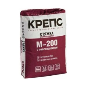 Ровнитель для пола КРЕПС Стяжка М200 с фиброволокном (40-100мм), 25 кг